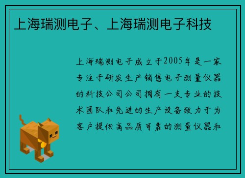 上海瑞测电子、上海瑞测电子科技